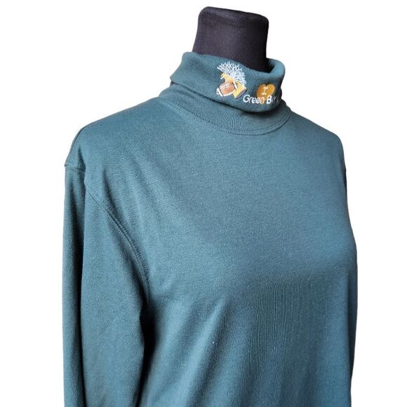 Christopher and Banks Shirt Green Bay Medium Womens Turtleneck Top - Picture 5 of 7